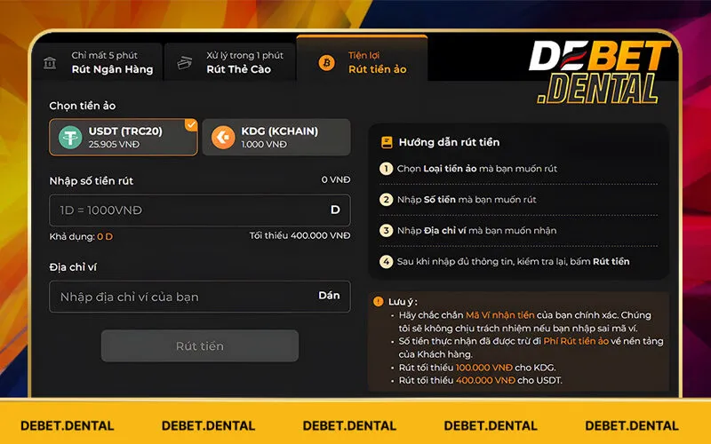 Rút Tiền Debet | Gặt Hái Thành Quả Về Tay Nhanh Chóng 4 Tiền ảo